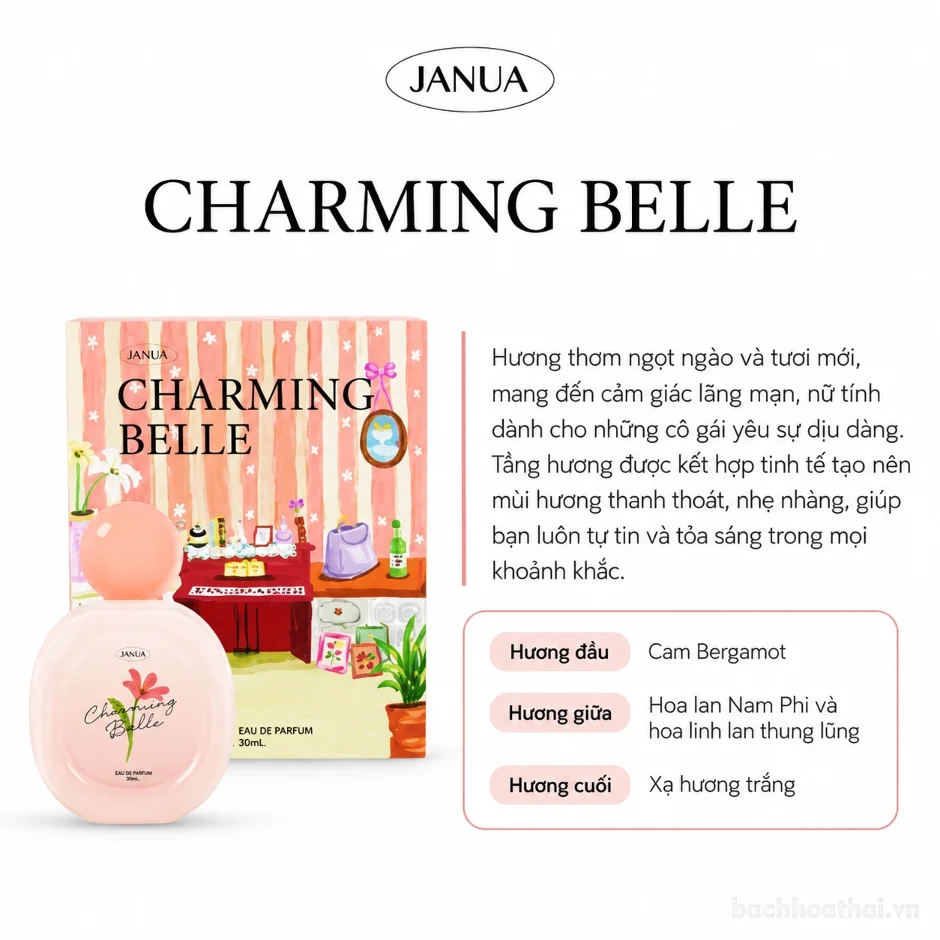 Nước hoa cho nữ Janua Eau De Parfum Charming Belle, Sexy Martini 30ml ảnh 8