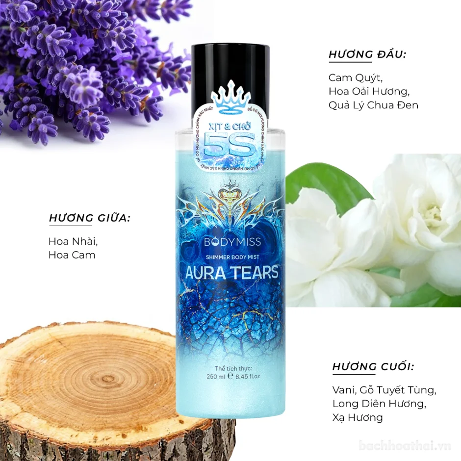 Xịt thơm Bodymiss hương nước hoa nhũ kim tuyến Shimmer Body Mist 250ml ảnh 12