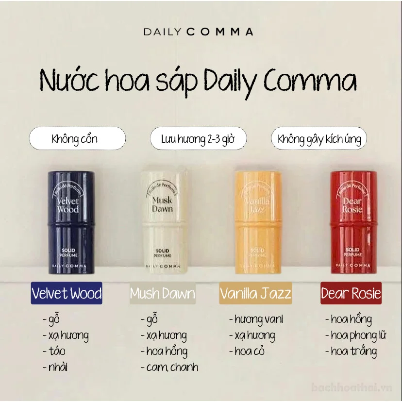 Nước hoa Sáp Daily Comma Solid Perfume hương thơm dịu nhẹ nhỏ gọn 4.7g ảnh 3