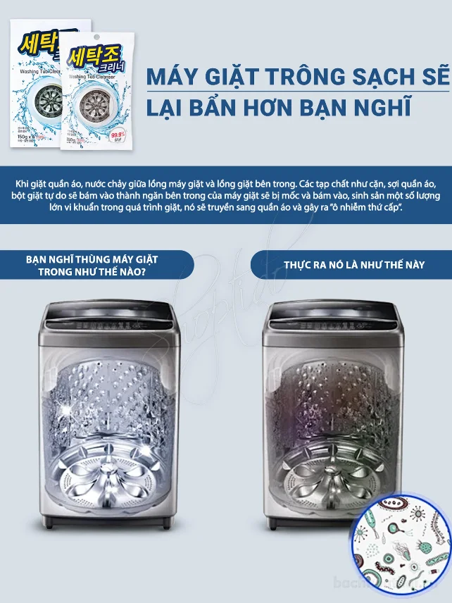 Bột tẩy lồng máy giặt BND Life Health Washing Tub Cleaner 99% diệt khuẩn 150g ảnh 10