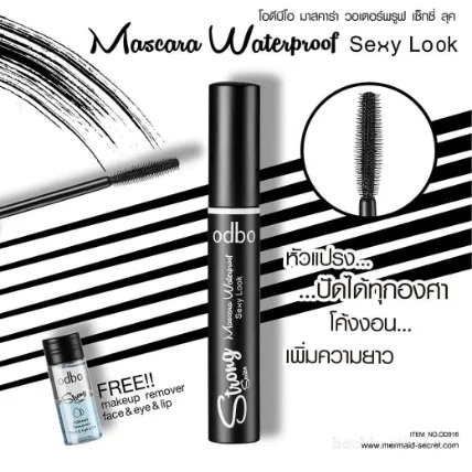 Combo Mascara chống nước kèm nước tẩy trang Odbo Strong Series Mascara Waterproof Sexy Look  ảnh 4
