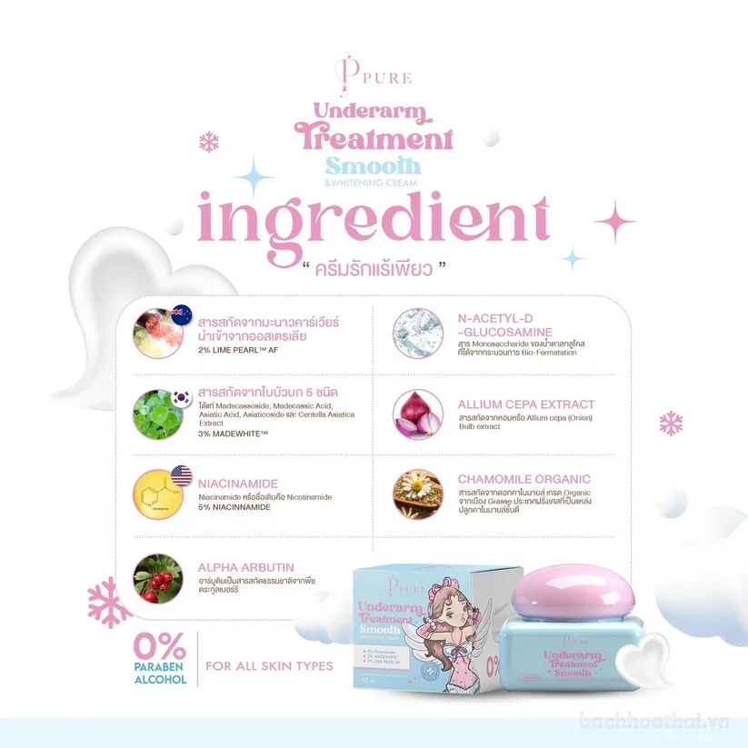 Kem dưỡng trắng Ppure Underarm Treatment Smooth Whitening Cream 50ml ảnh 4