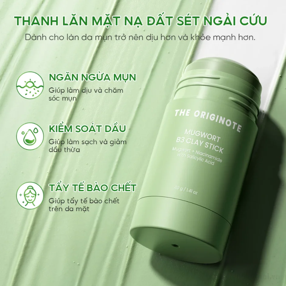 Thanh lăn mặt nạ đất sét ngải cứu The Originote B3 Clay Stick se khít lỗ chân lông ảnh 3
