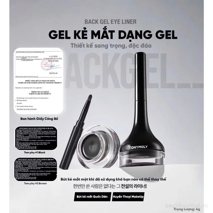 Kẻ mắt dạng Gel Tonymoly Back Gel Eyeliner 4g ảnh 4