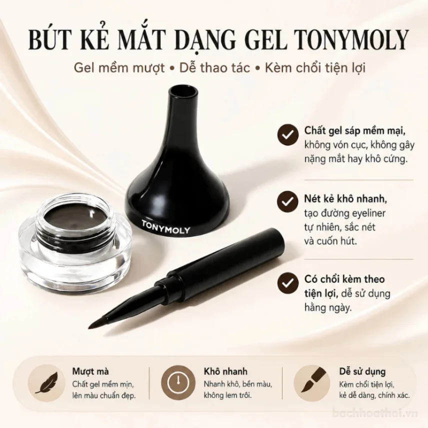 Kẻ mắt dạng Gel Tonymoly Back Gel Eyeliner 4g ảnh 18
