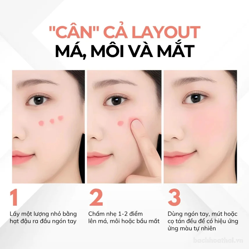 Phấn má hồng kem 3 in 1 Compliment makeup Blush ảnh 2