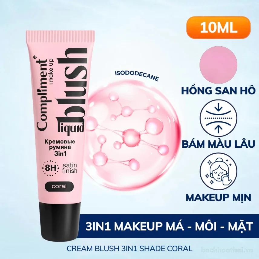 Phấn má hồng kem 3 in 1 Compliment makeup Blush ảnh 4