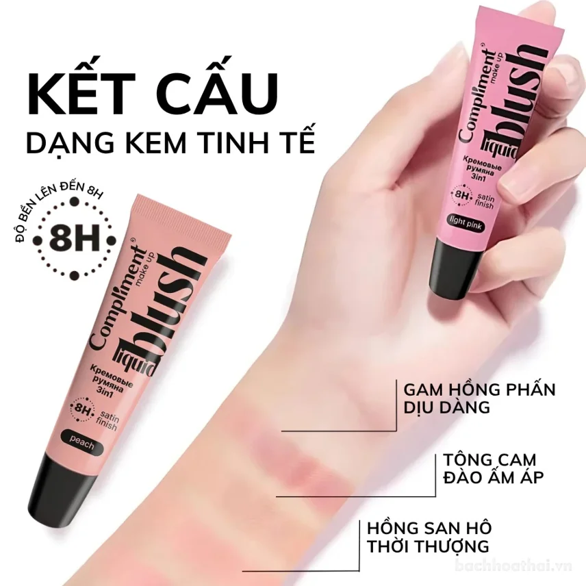 Phấn má hồng kem 3 in 1 Compliment makeup Blush ảnh 5