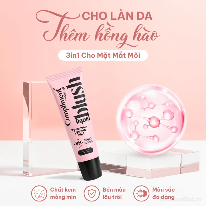 Phấn má hồng kem 3 in 1 Compliment makeup Blush ảnh 8