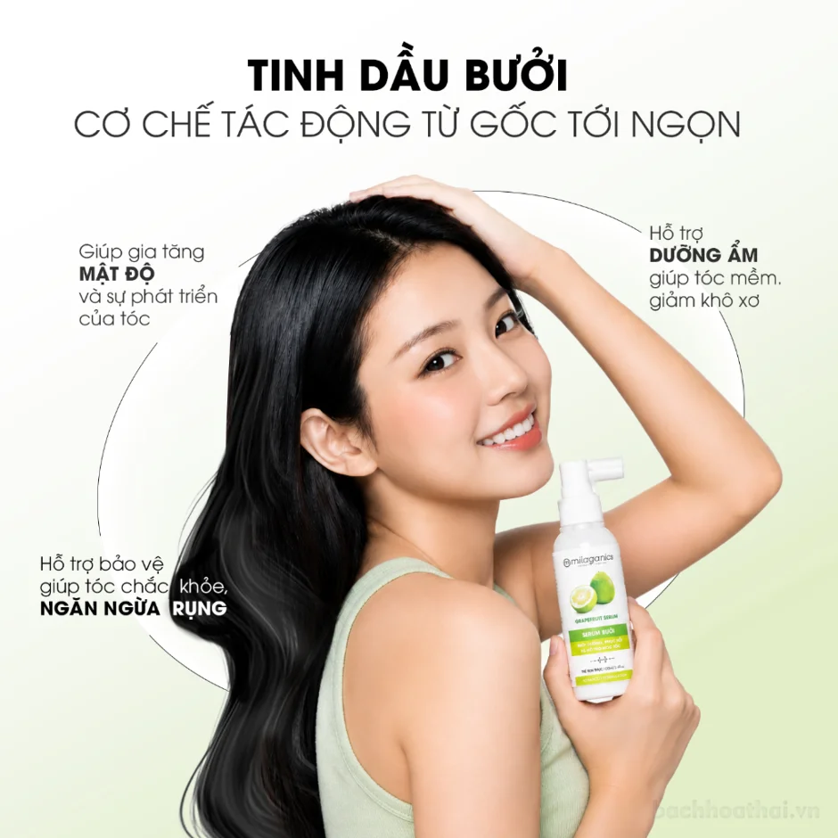 Xịt dưỡng tinh dầu vỏ bưởi MILAGANICS Serum giảm gãy rụng ảnh 8