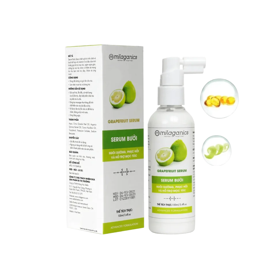 Xịt dưỡng tinh dầu vỏ bưởi MILAGANICS Serum giảm gãy rụng ảnh 1
