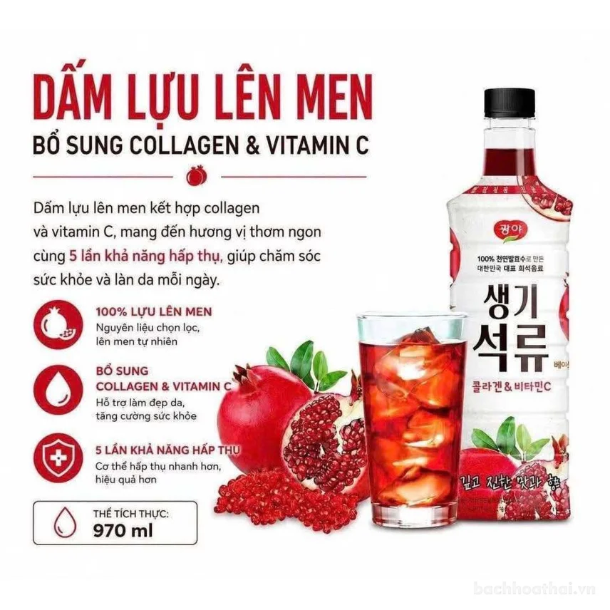 Nước uống lựu lên men giấm lựu Kwangya Collagen Vitamin C ảnh 5