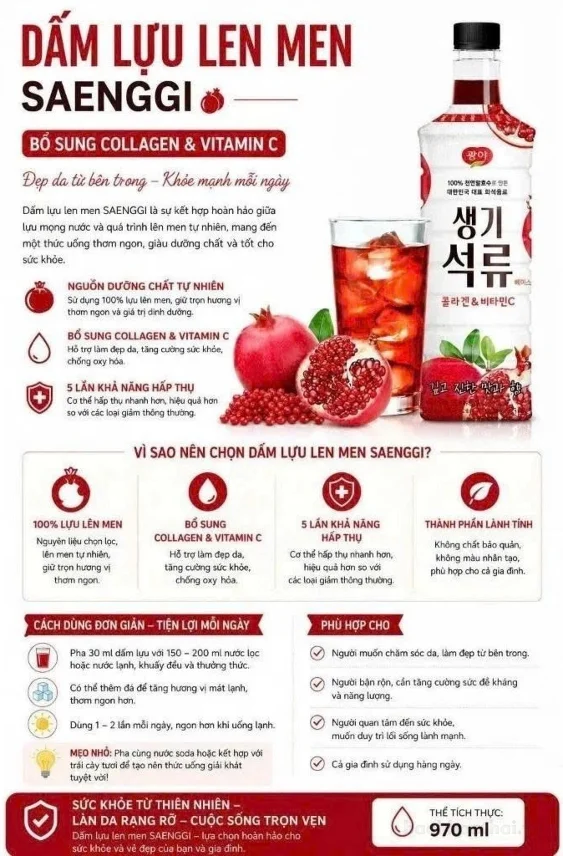 Nước uống lựu lên men giấm lựu Kwangya Collagen Vitamin C ảnh 7