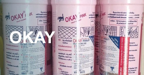 Thân chai nước tẩy Okay Pink — dòng tẩy phòng tắm đậm đặc của White House Thái Lan