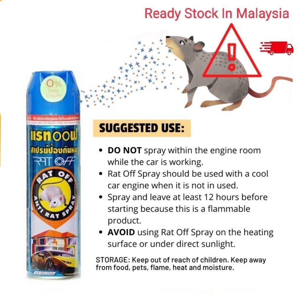 Chai xịt đuổi chuột Rat Off 200ml bảo vệ khoang máy xe