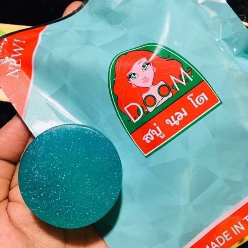 Bánh xà phòng thảo dược Doom Diamond Soap Thái Lan 30g màu xanh ngọc