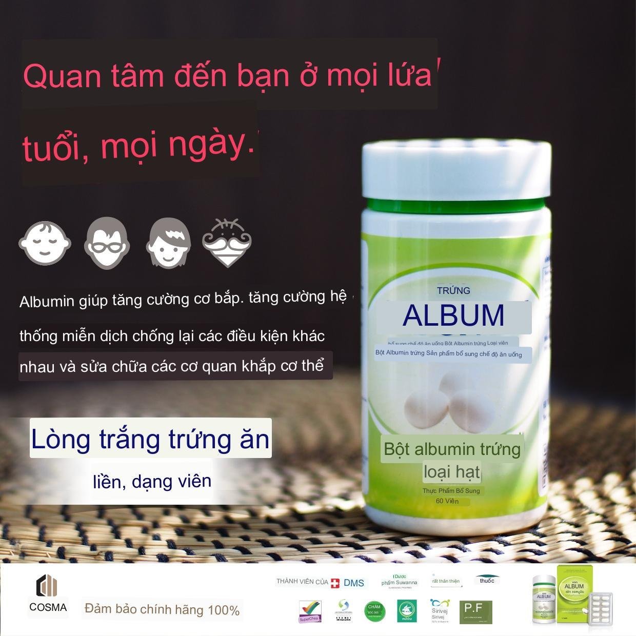 Viên uống đạm lòng trắng trứng Egg Albumin tiện lợi mang theo hàng ngày