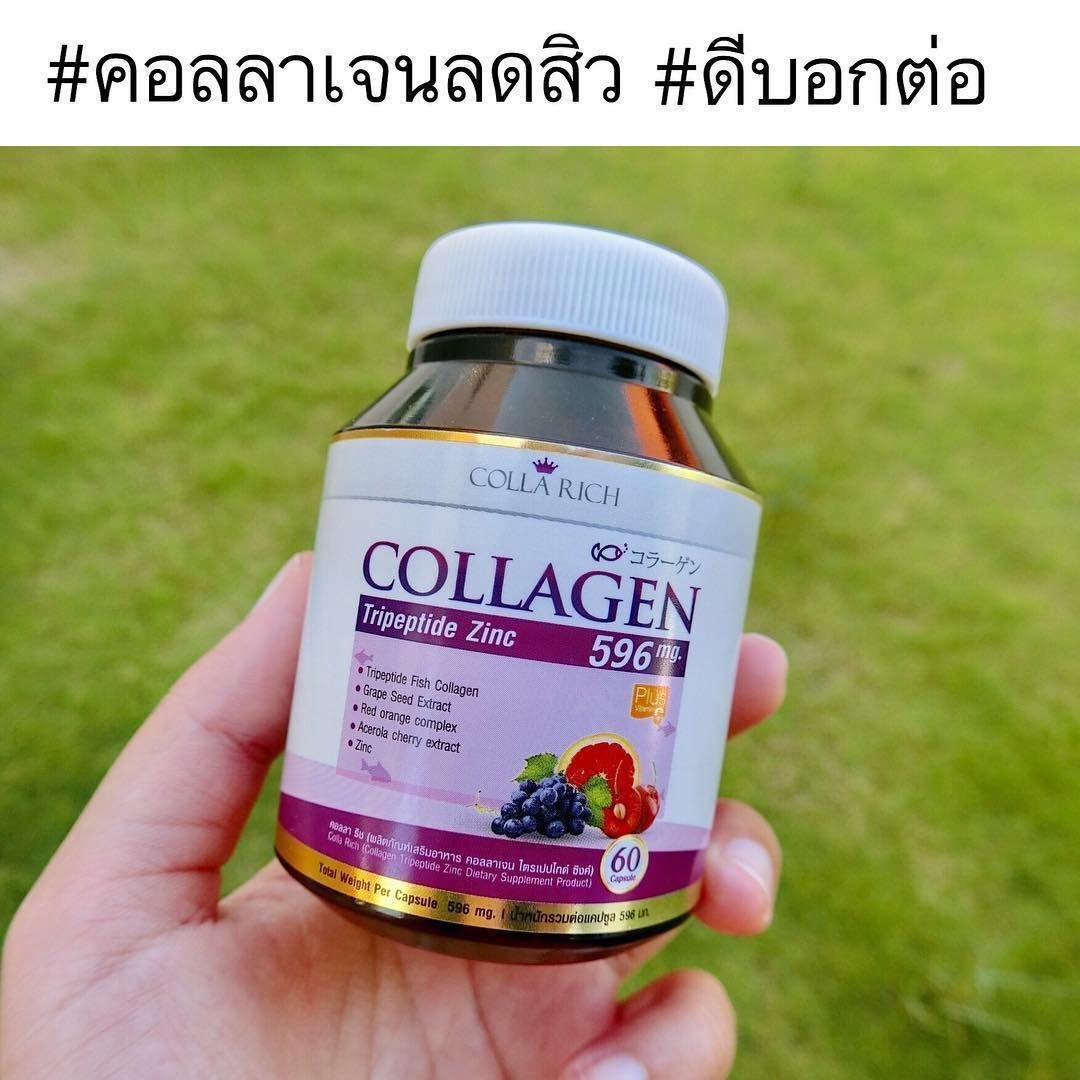 Cận cảnh nhãn lọ Colla Rich với danh mục thành phần và quy cách 60 viên