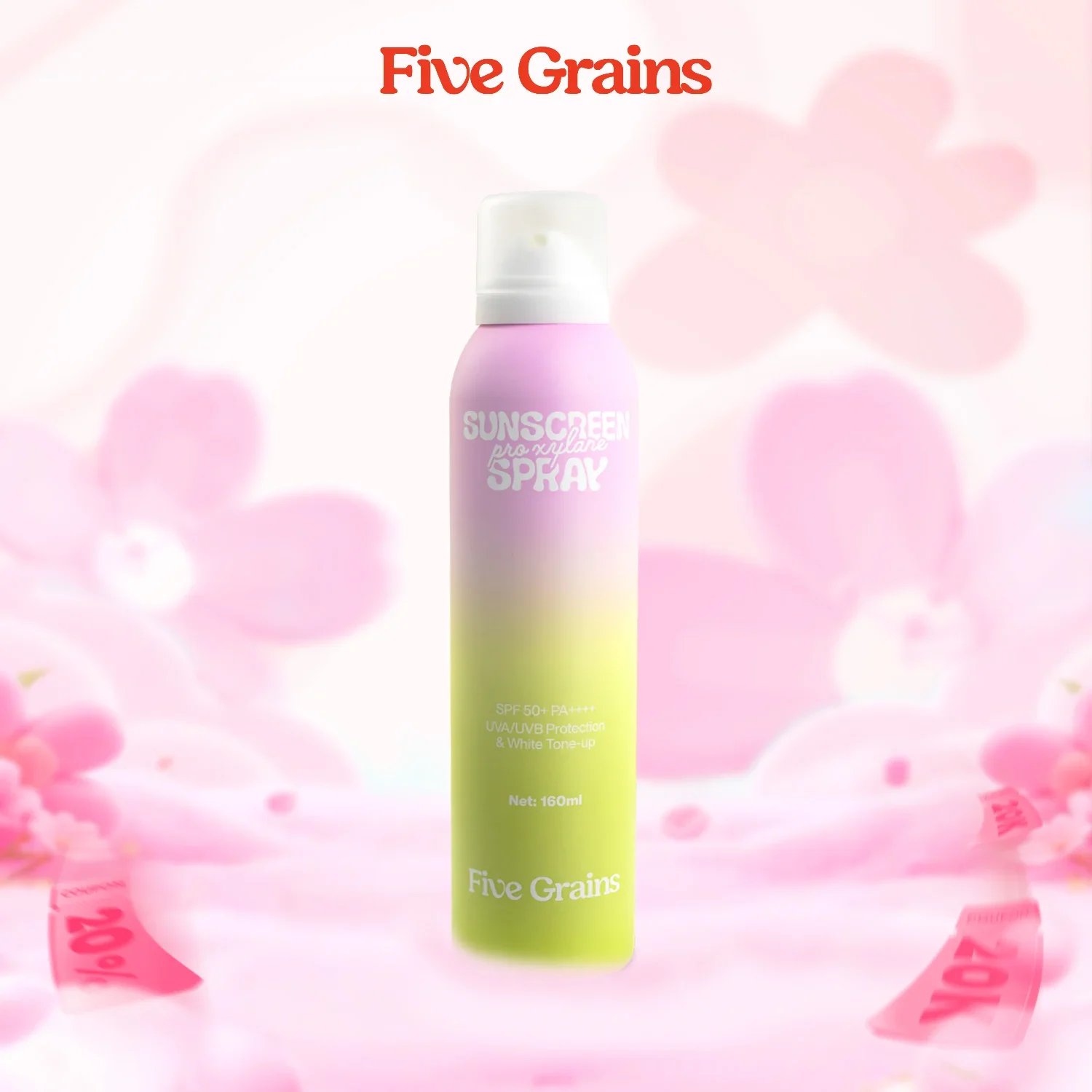 Hộp giấy và chai xịt Five Grains Pro-Xylane tông trắng xanh dương