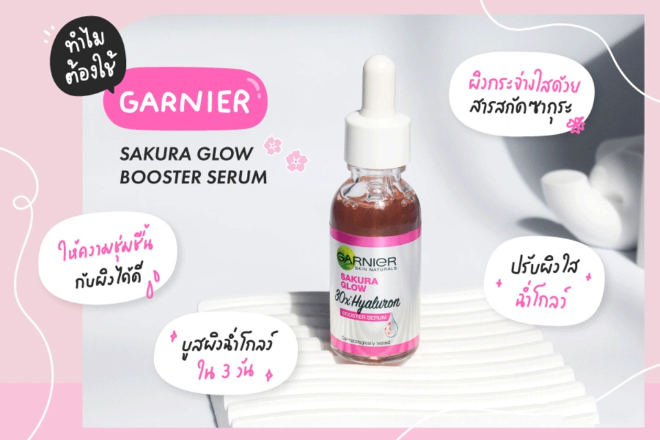 Ảnh bài viết Đánh giá sản phẩm Axit Hyaluronic Garnier Sakura Glow Booster Serum