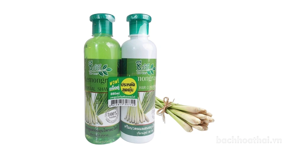 Cặp gội xả kích mọc tóc, chống rụng Bio Way Lemomgrass 720ml