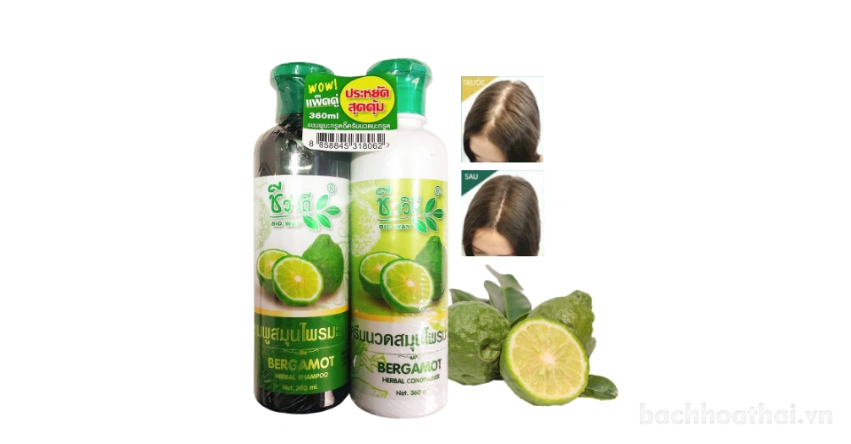 Bộ Dầu Gội Và Xả Chanh Bergamot Cho Người Rụng Tóc Bio Way