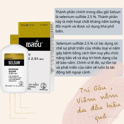 Dầu gội loại bỏ gàu, nấm, ngứa da đầu Selsun Selenium Sulfide 2.5% 120ml Thái Lan ảnh 9