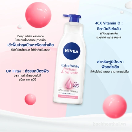 Sữa dưỡng thể Nivea Extra White Body Lotion tinh chất làm trắng 600ml Thái Lan ảnh 10