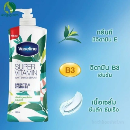Sữa dưỡng thể trắng da Vaseline Super Vitamin Whitening Serum 380ml ảnh 12