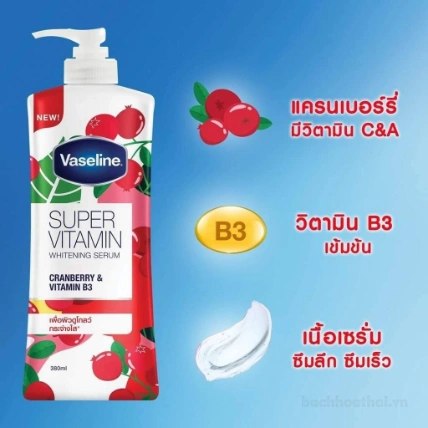 Sữa dưỡng thể trắng da Vaseline Super Vitamin Whitening Serum 380ml ảnh 13