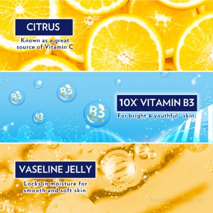 Sữa dưỡng thể trắng da Vaseline Super Vitamin Whitening Serum 380ml ảnh 2