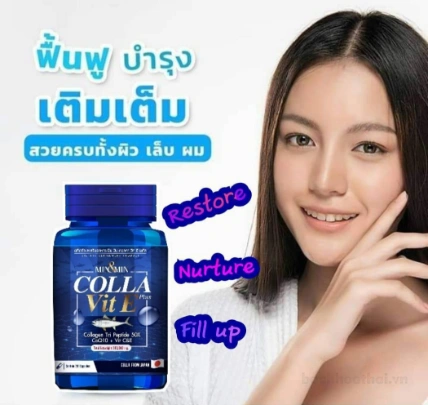 Viên uống dưỡng trắng da chắc khỏe móng tóc Min&Min Colla Vit E Plus ảnh 2