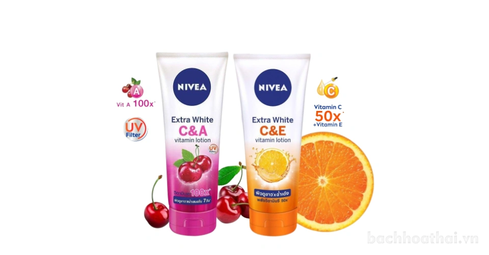 Sữa dưỡng thể kích trắng da Nivea Extra White Vitamin Lotion 320ml bản Thái