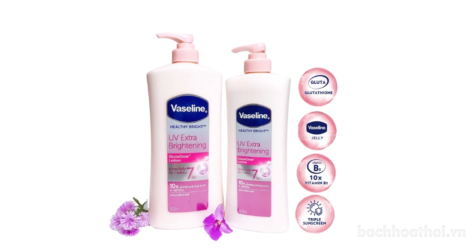 Sữa dưỡng thể trắng da chống nắng Vaseline Healthy Bright UV Extra Brightening 10X Niacinamide bản Thái