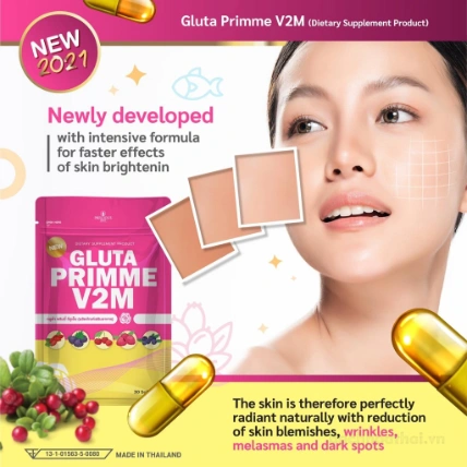 Viên uống Glutathione giảm thâm sạm, làm trắng, ngăn ngừa lão hóa Precious Skin Gluta Primme V2M ảnh 2