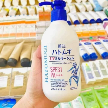 Sữa dưỡng thể trắng da chống nắng Hatomugi UV Milky Gel SPF31 PA+++ Nhật Bản ảnh 4