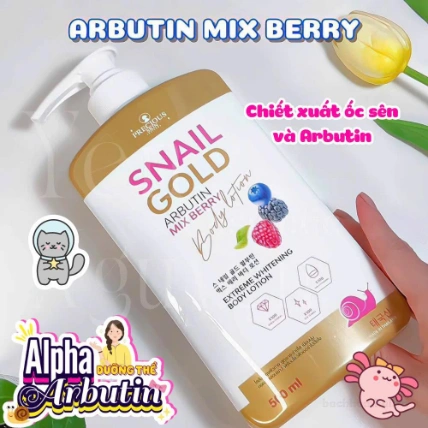 Sữa dưỡng thể Snail Gold Arbutin Mix Berry Body Lotion 500ml ảnh 9