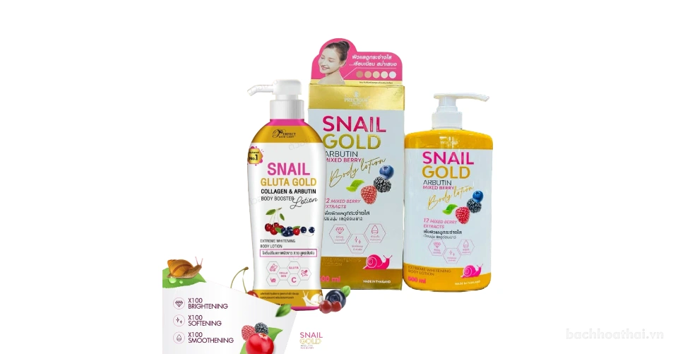 Sữa dưỡng thể Snail Gold Arbutin Mix Berry Body Lotion 500ml