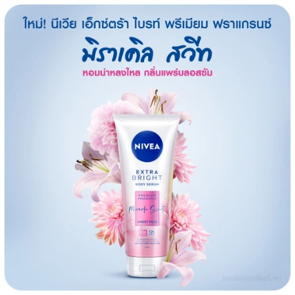 Tinh chất dưỡng thể trắng da Nivea Extra Bright Body Serum Premium Fragrance Velvet Romance Peony  ảnh 2