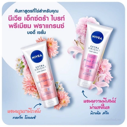 Tinh chất dưỡng thể trắng da Nivea Extra Bright Body Serum Premium Fragrance Velvet Romance Peony  ảnh 5