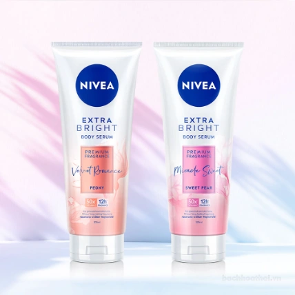 Tinh chất dưỡng thể trắng da Nivea Extra Bright Body Serum Premium Fragrance Velvet Romance Peony  ảnh 7