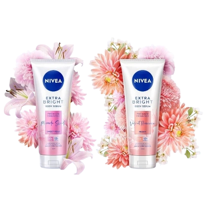 Tinh chất dưỡng thể trắng da Nivea Extra Bright Body Serum Premium Fragrance Velvet Romance Peony  ảnh 1