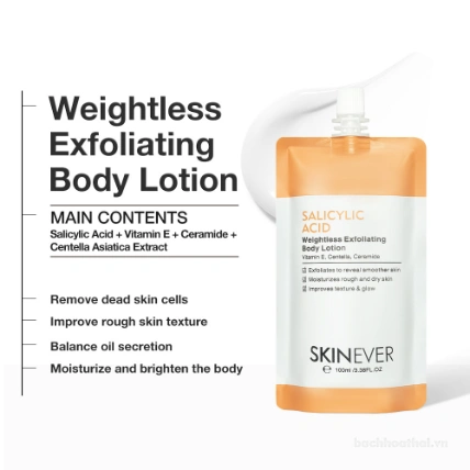 Sữa dưỡng thể sáng da giảm mụn cơ thể SKINEVER Salicylic Acid Weightless Exfoliating Body Lotion
ảnh 3