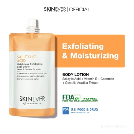 Sữa dưỡng thể sáng da giảm mụn cơ thể SKINEVER Salicylic Acid Weightless Exfoliating Body Lotion
ảnh 4