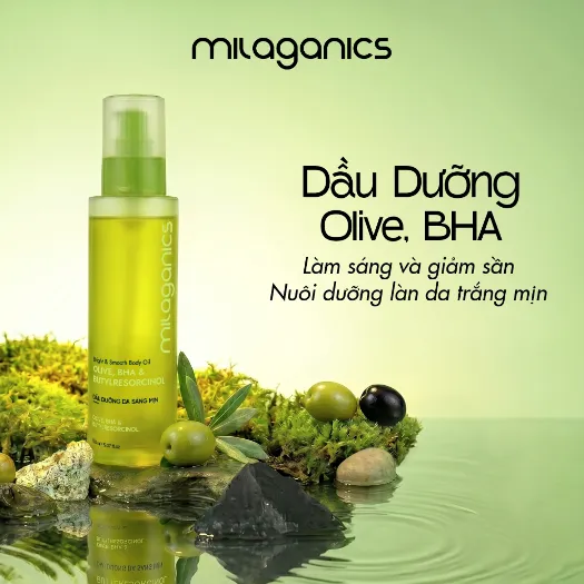Ảnh sản phẩm Dầu Olive dưỡng da Milaganics Olive, BHA & Butylresorcinol 150ml 2