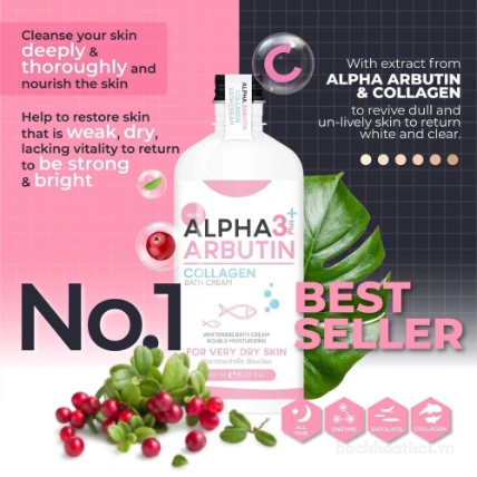 Kem tắm Alpha Arbutin 3+ Plus Collagen Bath Cream 350ml Thái Lan ảnh 2