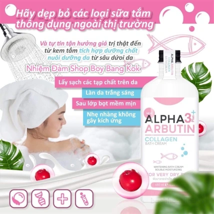 Kem tắm Alpha Arbutin 3+ Plus Collagen Bath Cream 350ml Thái Lan ảnh 8