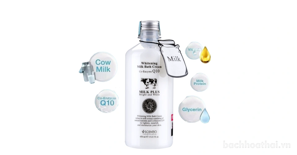 Sữa tắm trắng Scentio Milk Plus Bright & White Shower Cream 450 ml