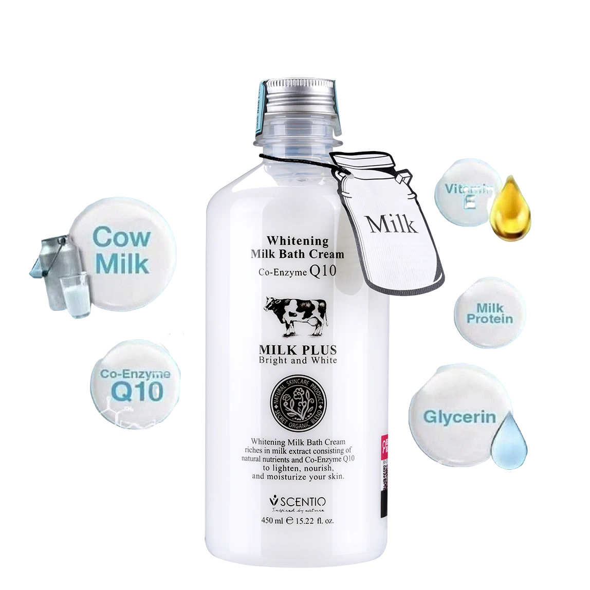 Sữa tắm trắng Scentio Milk Plus Bright & White Shower Cream 450 ml