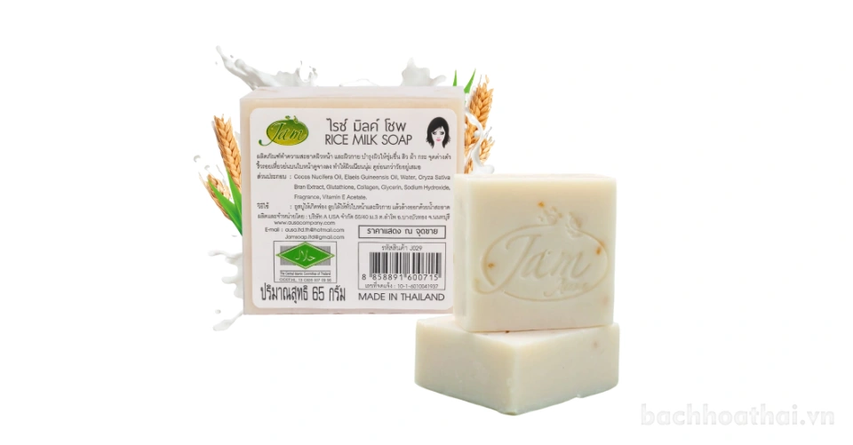 Xà phòng sữa gạo Jam Rice Milk Soap bổ xung Gluta và Collagen